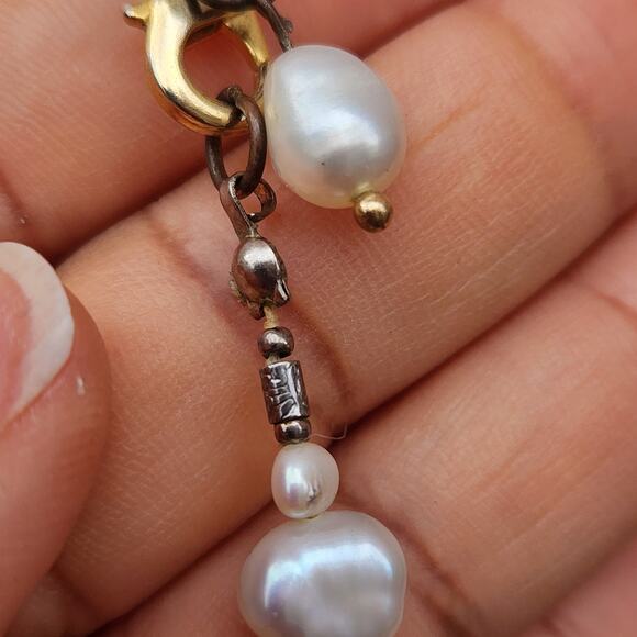 Vintage 80s Baroque Freshwater Pearl & Gold-Tone Chain Choker Necklace 16 Inches - Picture 5 of 6